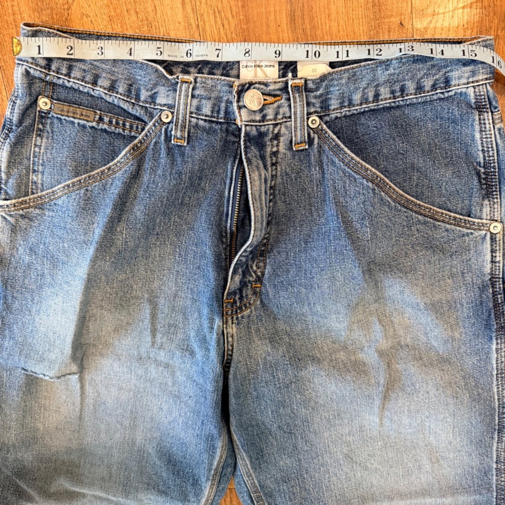 Calvin Klein Jeans Mens 32x30 Worker Carpenter Pants Blue Denim Wide Leg Vintage - Picture 2 of 13